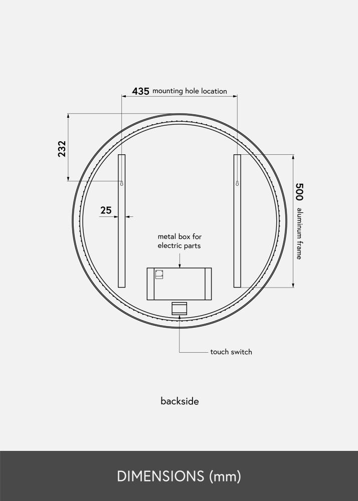 KAILA Spiegel Circle LED Schwarz 80 cm Ø