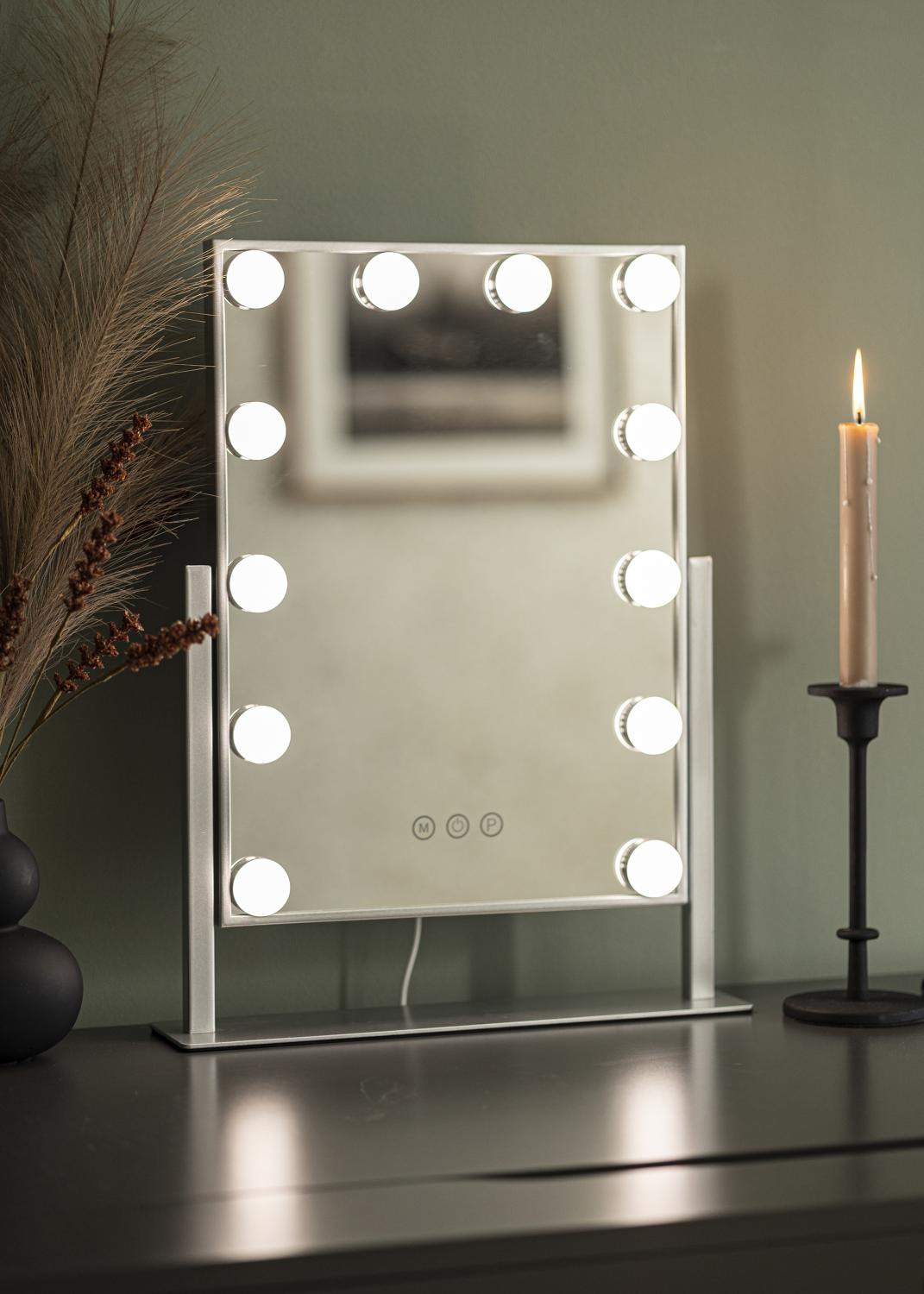 Product Image for KAILA Kosmetikspiegel Hollywood 12 Silber 30x41 cm