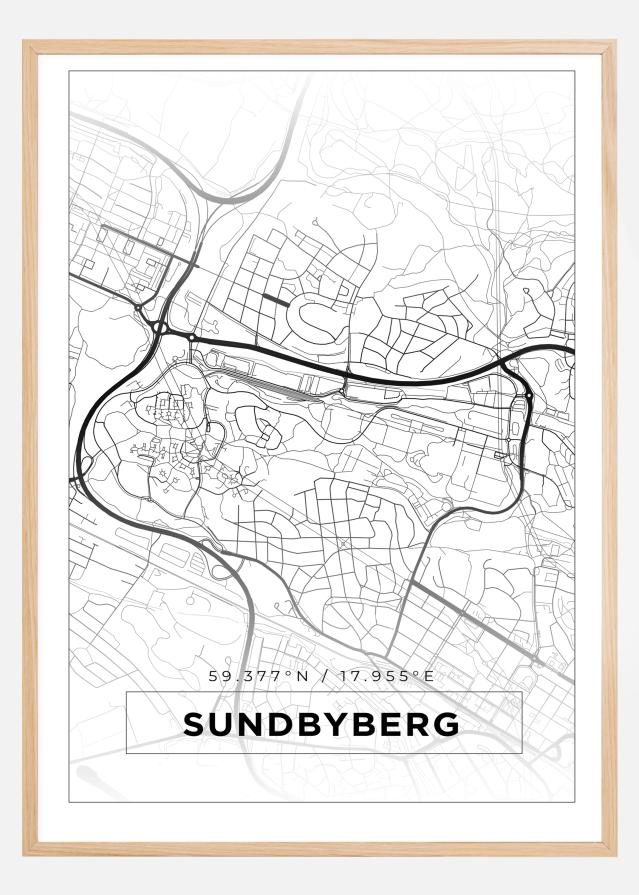 Map - Sundbyberg - White Poster