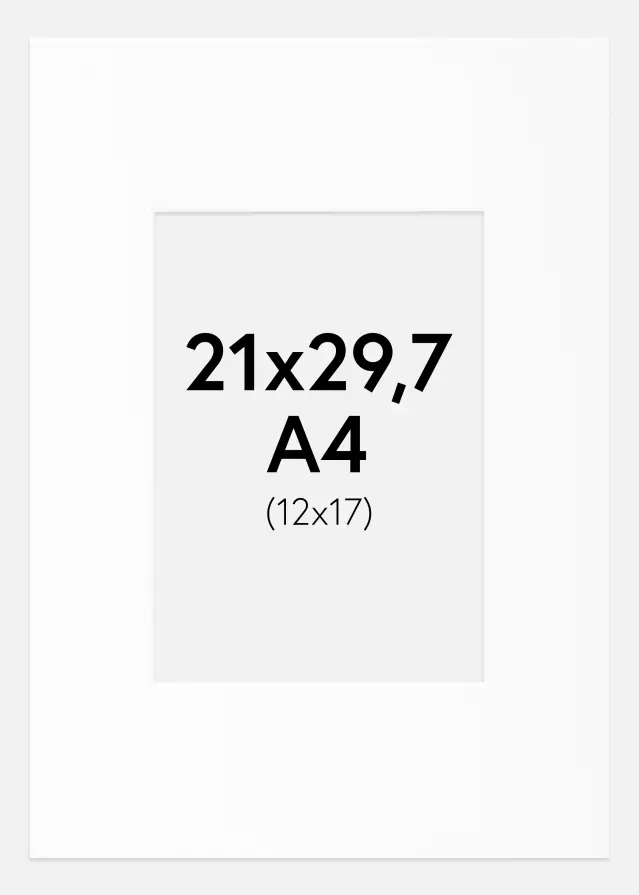 Passepartout Weiß Standard (weißer Kern) A4 21x29,7 cm (12x17)