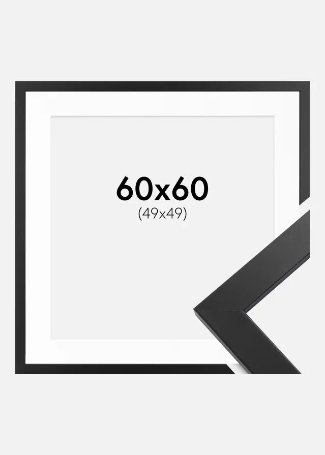 Rahmen Black Wood 60x60 cm - Passepartout Weiß 50x50 cm