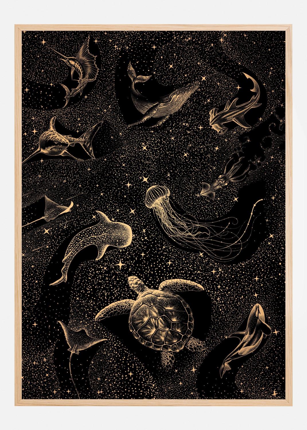 Product Image for Cosmic Ocean    Dark Gold Poster (21x29.7 cm (A4))