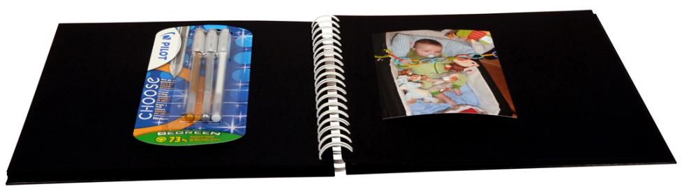 Quadratisches Spiralfotoalbum Schwarz - 25x25 cm (80 schwarze Seiten)