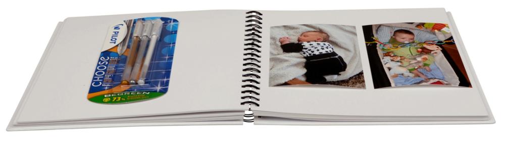 Quadratisches Spiralfotoalbum Weiß - 25x25 cm (80 Weiß Seiten / 40 Blatt)