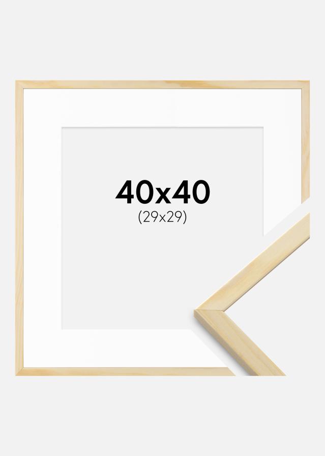 Rahmen Galant Kiefer 40x40 cm - Passepartout Weiß 30x30 cm