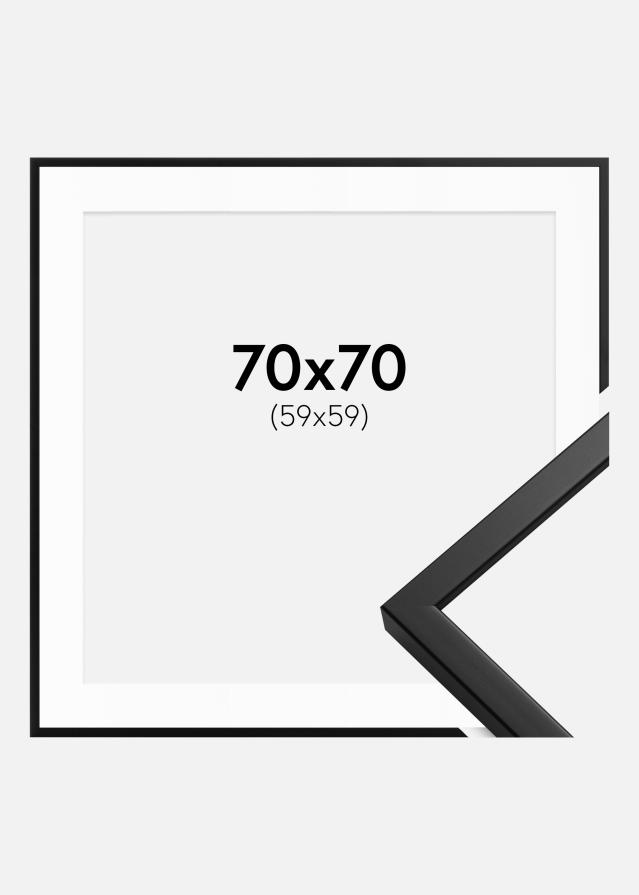 Rahmen Oslo Schwarz 70x70 cm - Passepartout Weiß 60x60 cm