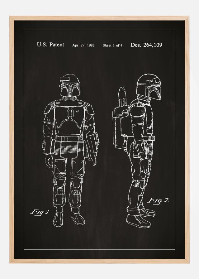 Patentzeichnung - Star Wars - Boba Fett - Schwarz Poster