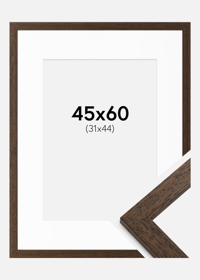 Rahmen Brown Wood 45x60 cm - Passepartout Weiß 32x45 cm
