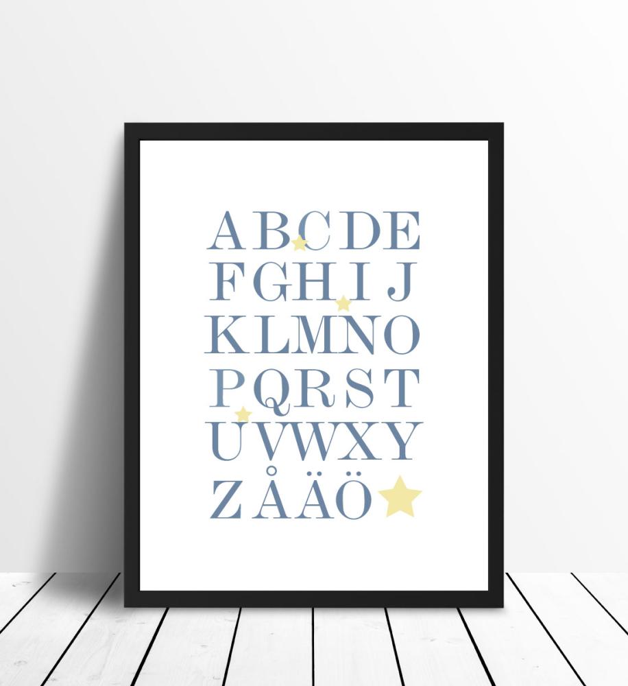 ABC - Blau/Beige - 30x40 cm Poster