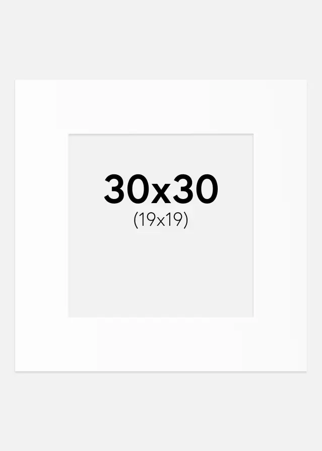 Passepartout Weiß Standard (weißer Kern) 30x30 cm (19x19)
