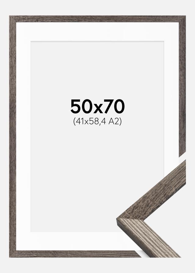 Rahmen Fiorito Walnuss 50x70 cm - Passepartout Weiß 42x59,4 cm