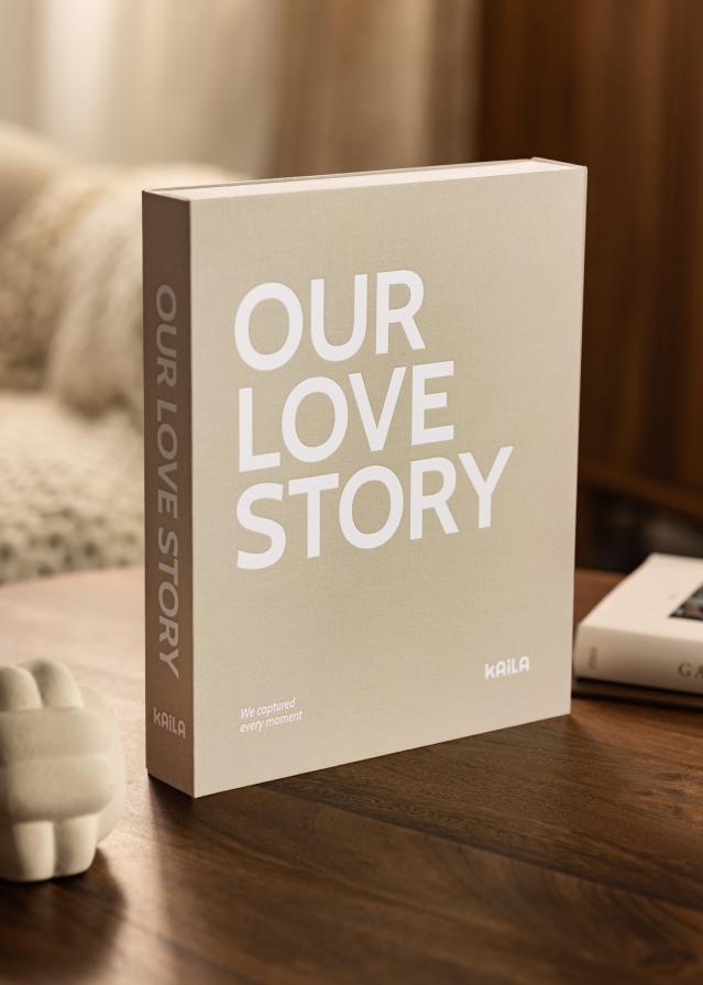 KAILA OUR LOVE STORY Grey - Coffee Table Photo Album (60 Schwarze Seiten)