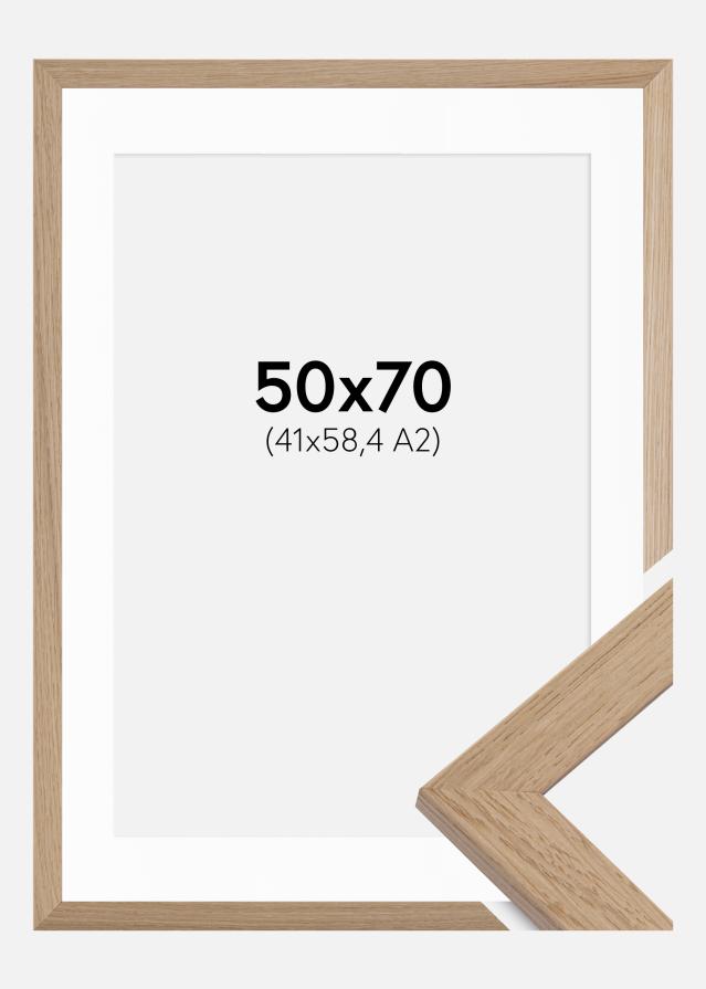 Rahmen Trendline Eiche 50x70 cm - Passepartout Weiß 42x59,4 cm (A2)