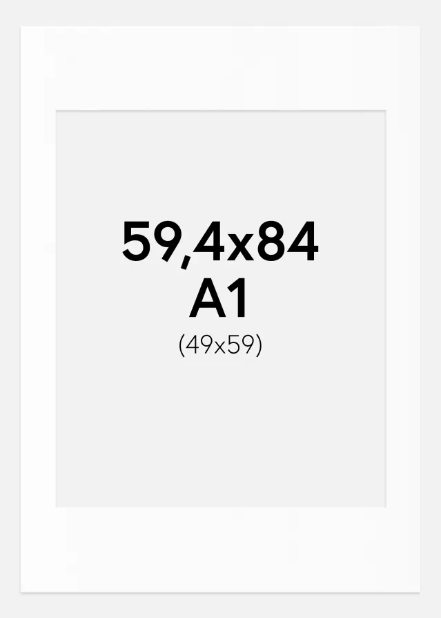 Passepartout Weiß Standard (weißer Kern) A1 59,4x84,1 cm (49x59)