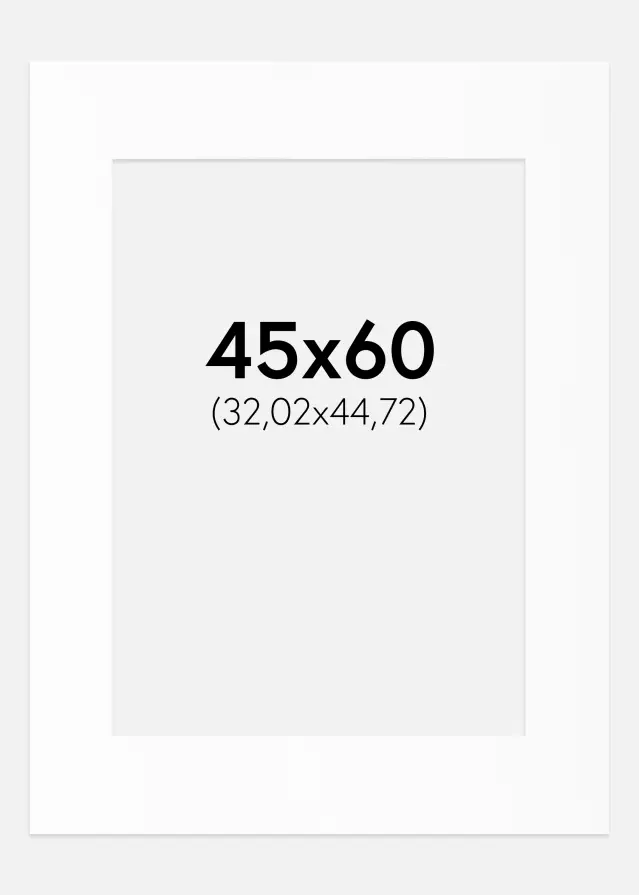 Passepartout Weiß Standard (weißer Kern) 45x60 cm (32,02x44,72)