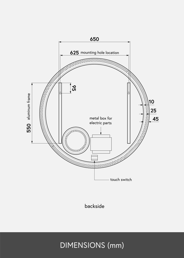 KAILA Spiegel Circular Magnifying LED 100 cm Ø