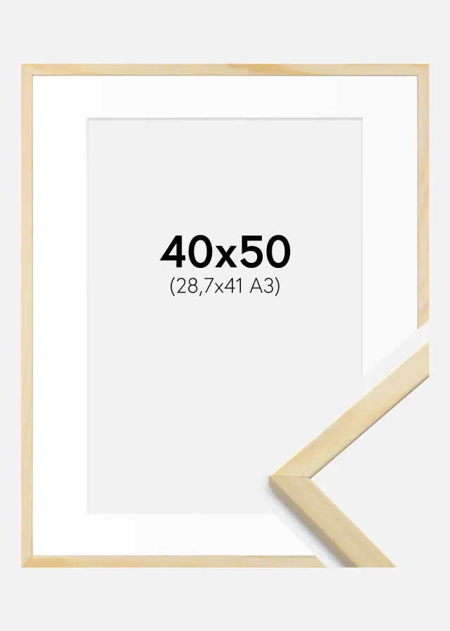 Rahmen Galant Kiefer 40x50 cm - Passepartout Weiß 29,7x42 cm (A3)
