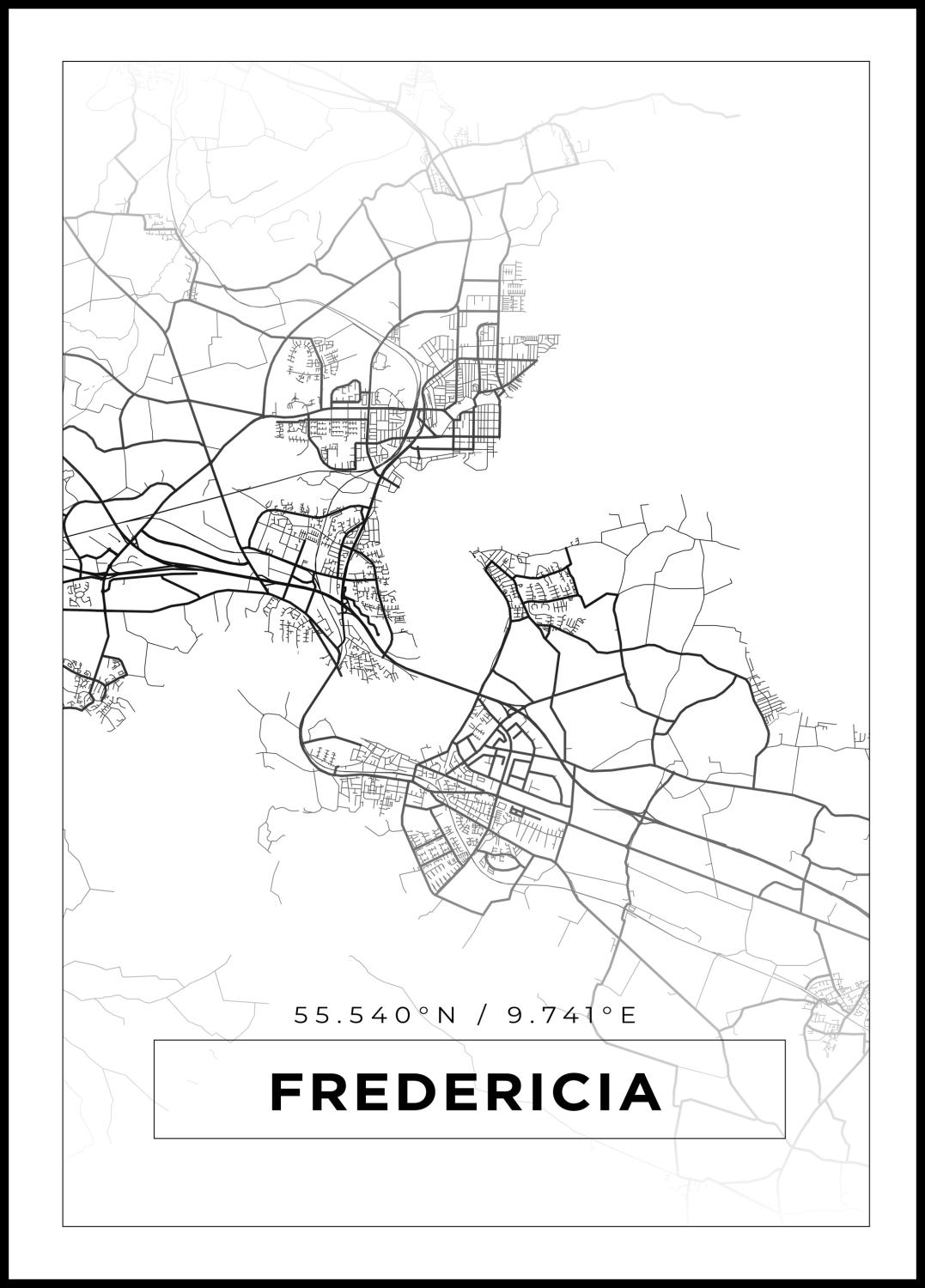 Product Image for Map - Fredericia - White (21x29.7 cm (A4))