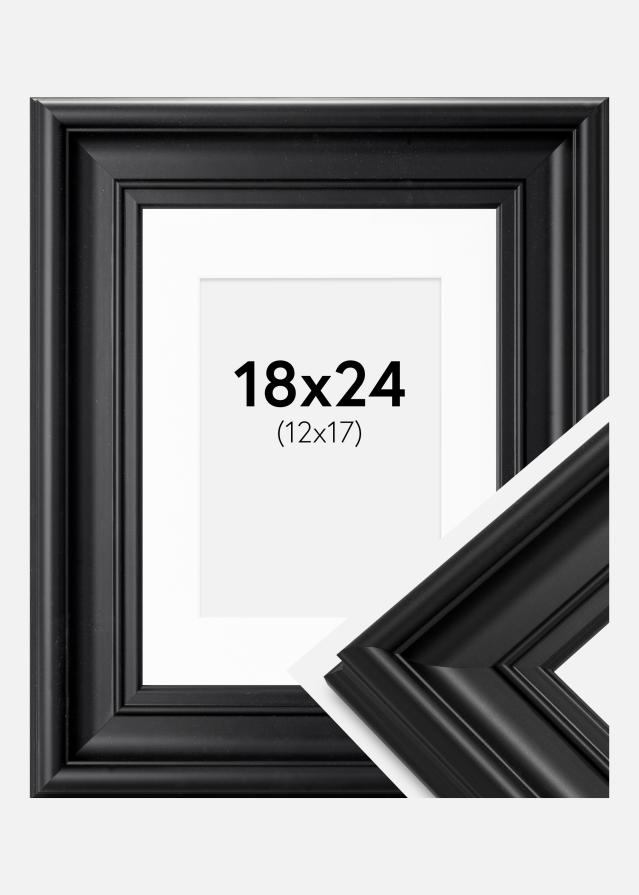 Rahmen Mora Premium Schwarz 18x24 cm - Passepartout Weiß 13x18 cm