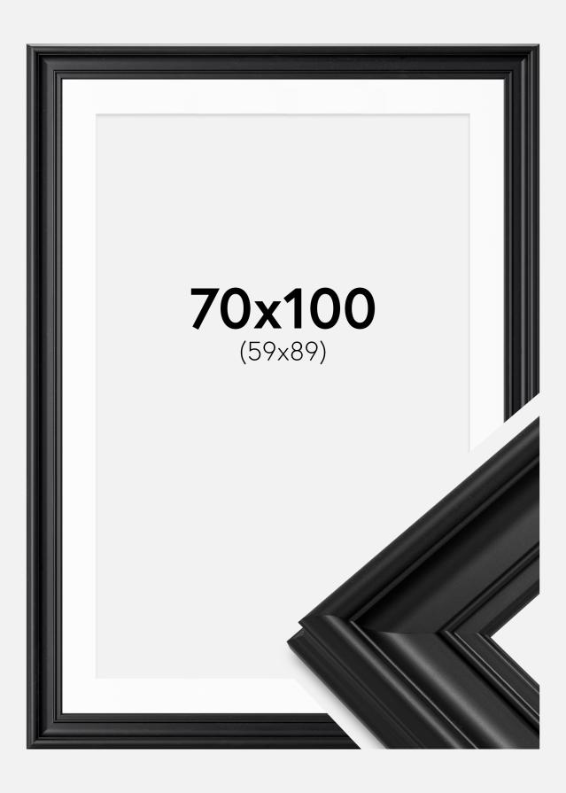Rahmen Mora Premium Schwarz 70x100 cm - Passepartout Weiß 60x90 cm