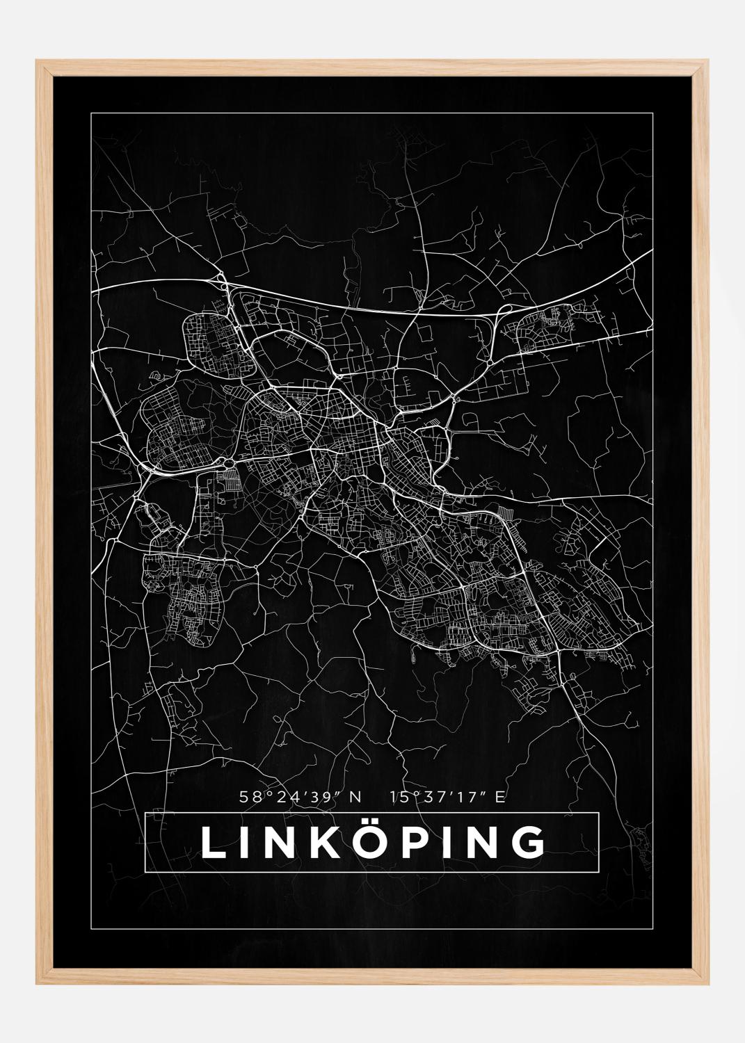 Product Image for Map - Linköping - Black Poster (21x29.7 cm (A4))