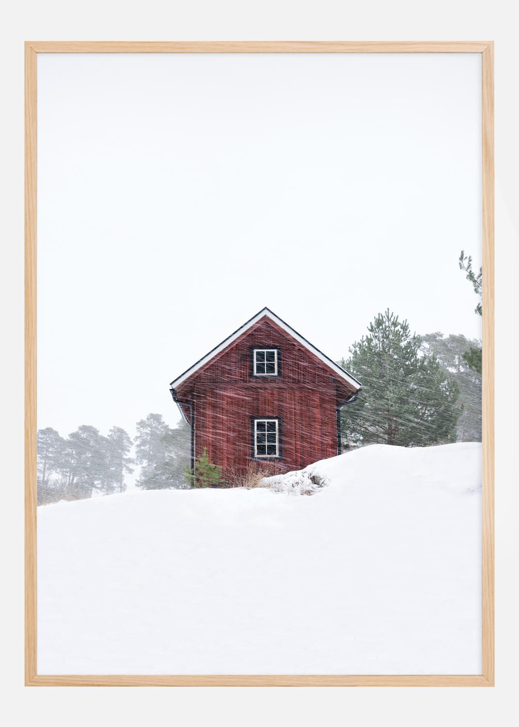 Product Image for Old red house during snowstorm Poster (21x29.7 cm (A4))