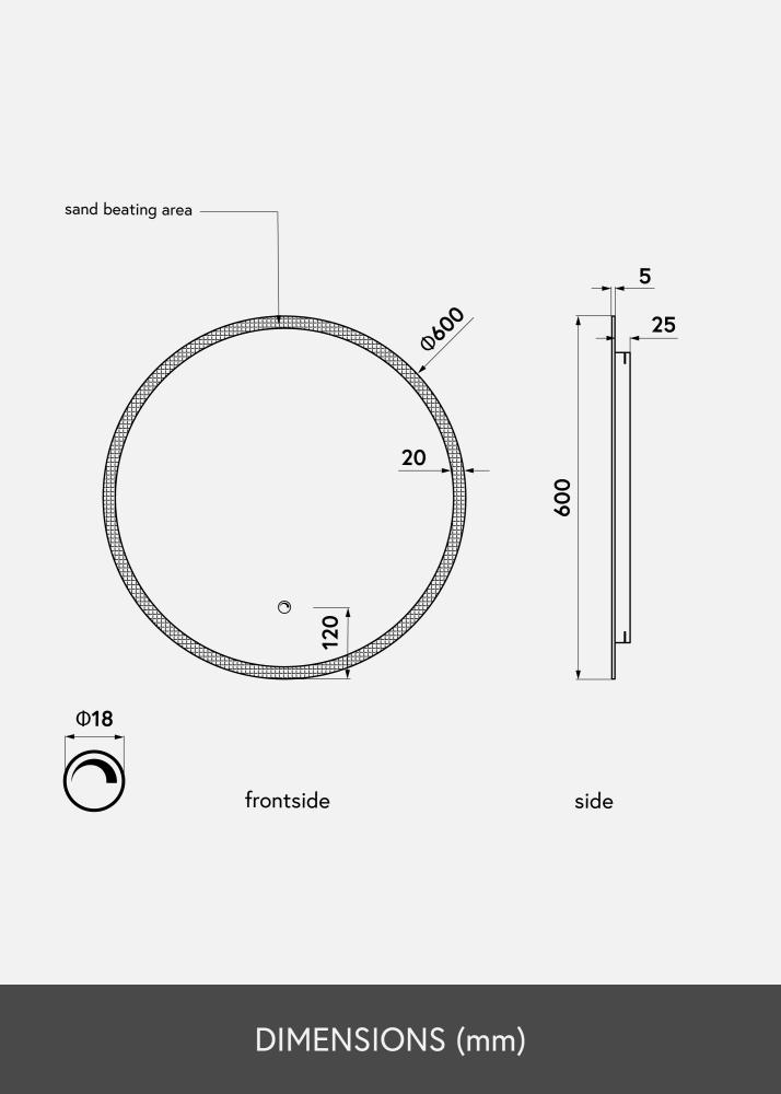 KAILA Spiegel Frost LED 60 cm Ø