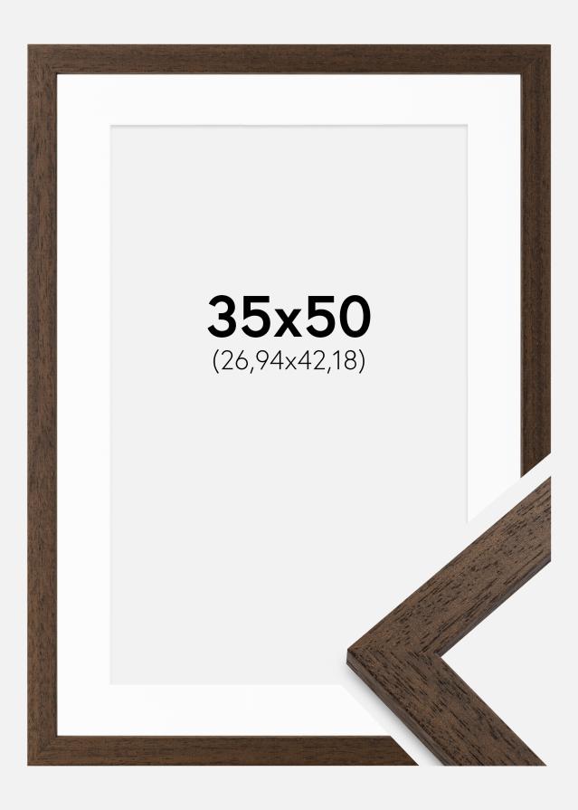 Rahmen Brown Wood 35x50 cm - Passepartout Weiß 11x17 inches