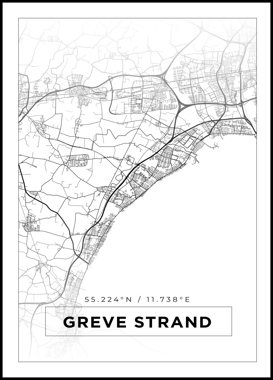 Product Image for Map - Greve Strand - White (21x29.7 cm (A4))