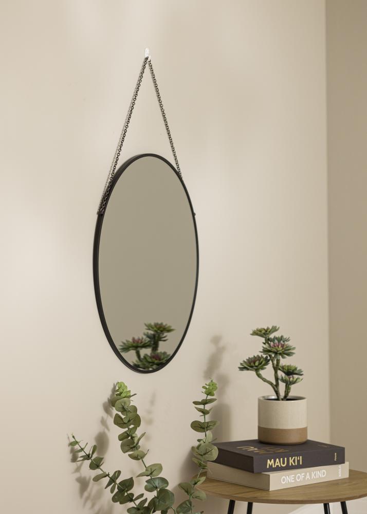 Runder Spiegel Modern Schwarz 61 cm Ø