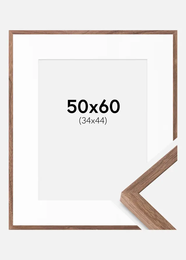 Rahmen Soul Walnut Veneer 50x60 cm - Passepartout Weiß 35x45 cm