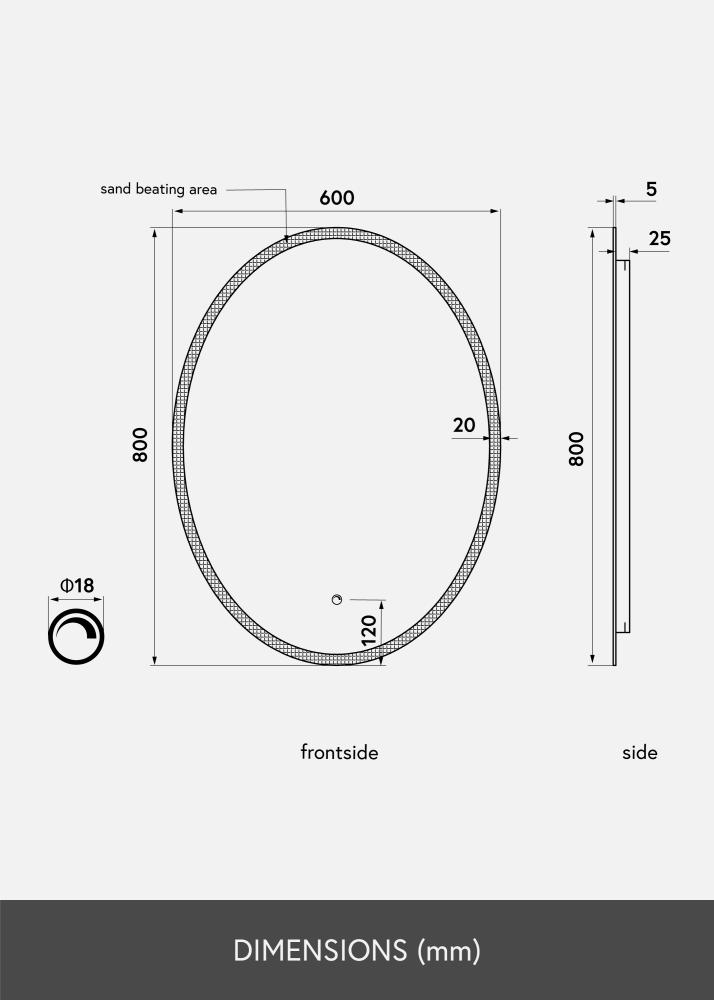 KAILA Spiegel Oval LED 60x80 cm