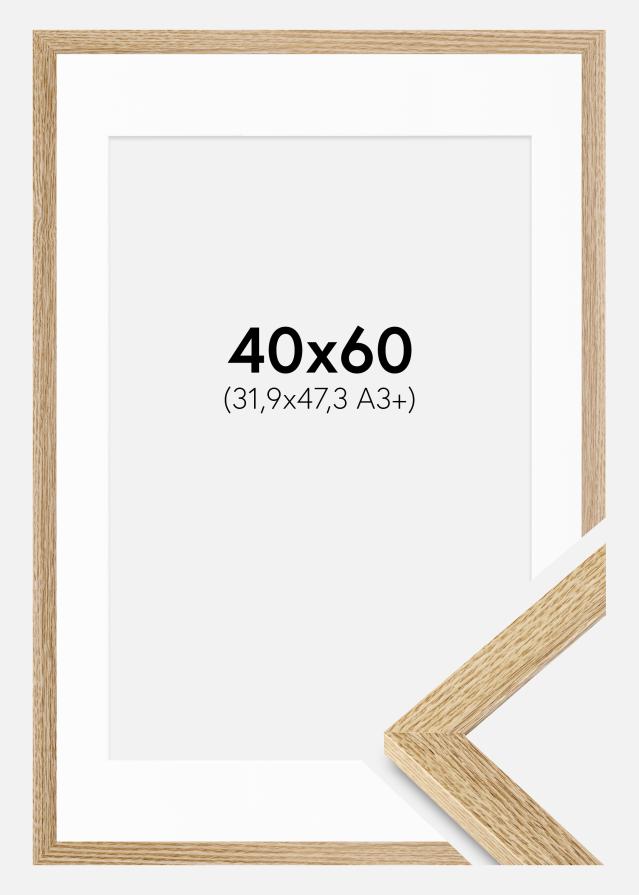 Rahmen Selection Eiche 40x60 cm - Passepartout Weiß 32,9x48,3 cm (A3+)