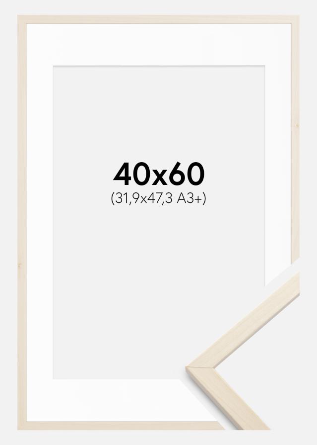 Rahmen Edsbyn Ahorn 40x60 cm - Passepartout Weiß 32,9x48,3 cm (A3+)