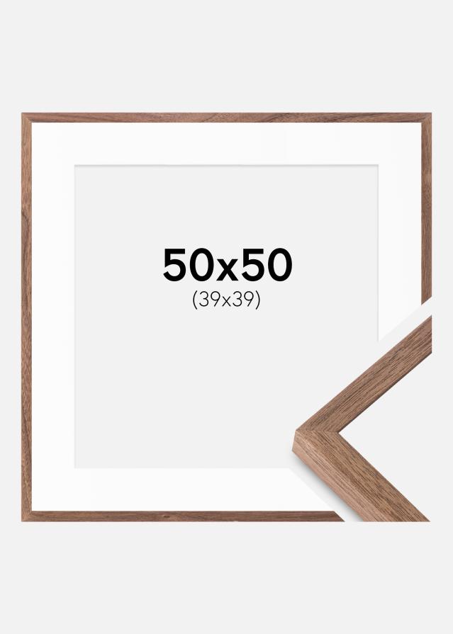 Rahmen Soul Walnut Veneer 50x50 cm - Passepartout Weiß 40x40 cm