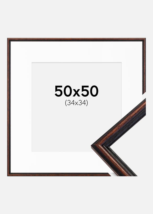 Rahmen Horndal Walnuss 50x50 cm - Passepartout Weiß 35x35 cm