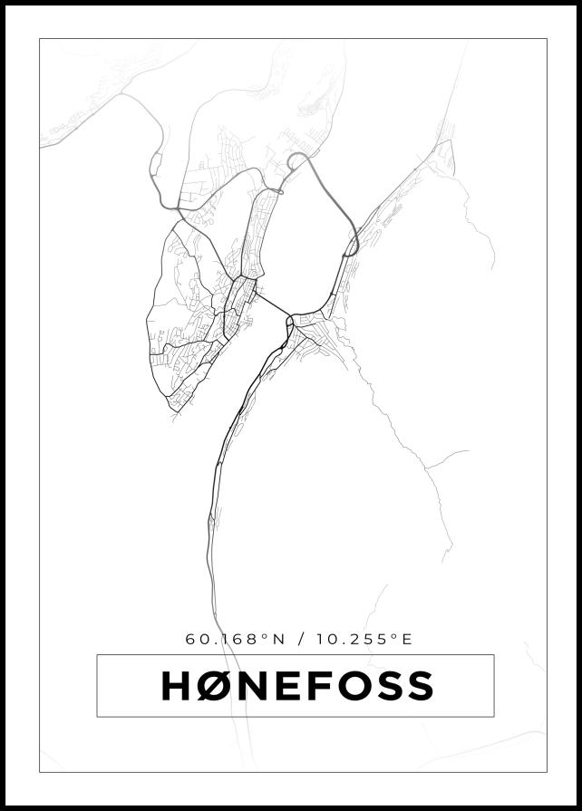 Map - Hønefoss - White