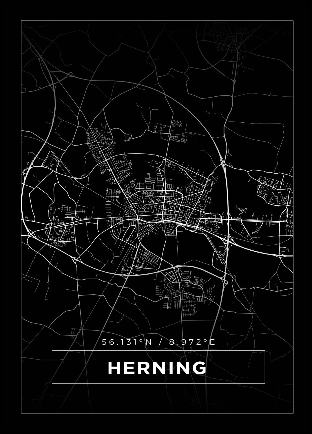 Product Image for Map - Herning - Black (40x50 cm)