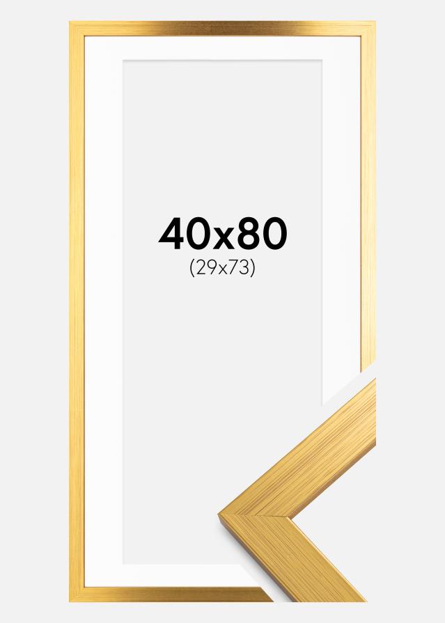 Rahmen Gold Wood 40x80 cm - Passepartout Weiß 30x74 cm