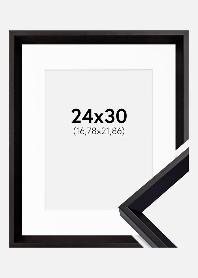 Rahmen Globe Schwarz 24x30 cm - Passepartout Weiß 7x9 inches