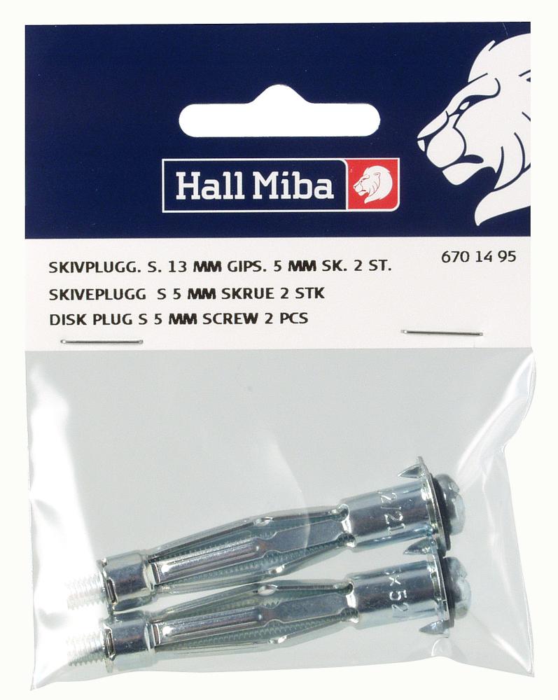 Schraube und Dübel für Gipswand 5 mm - 4er-Pack