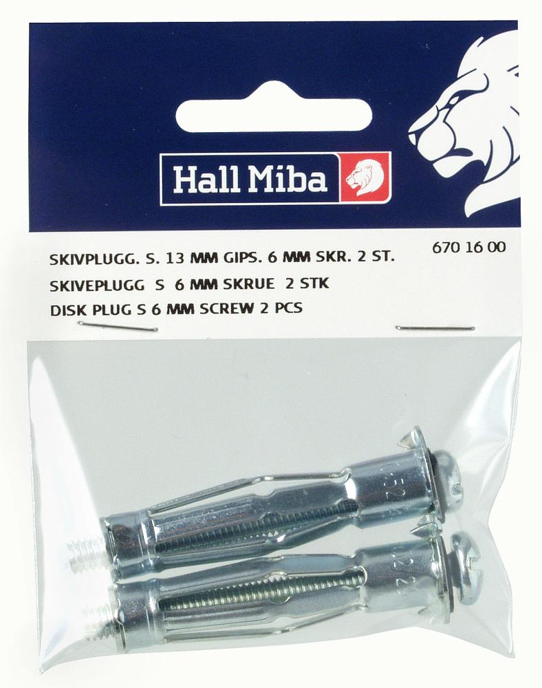 Schraube und Dübel für Gipswand 6 mm - 4er-Pack