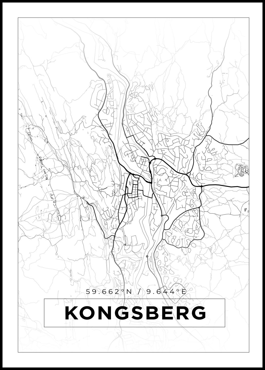 Product Image for Map - Kongsberg - White (21x29.7 cm (A4))