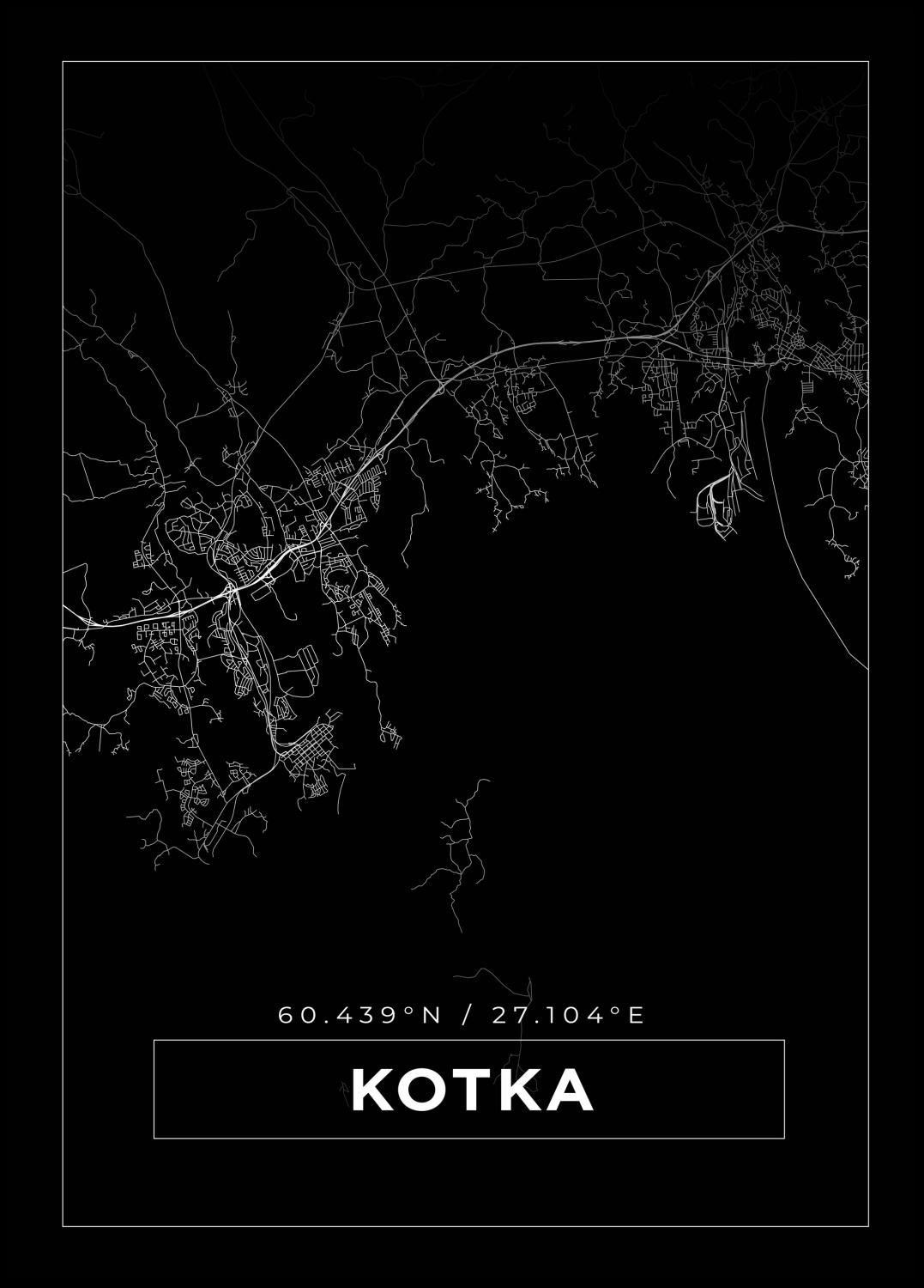 Product Image for Map - Kotka - Black (30x40 cm)