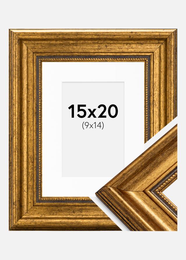 Rahmen Rokoko Gold 15x20 cm - Passepartout Weiß 10x15 cm