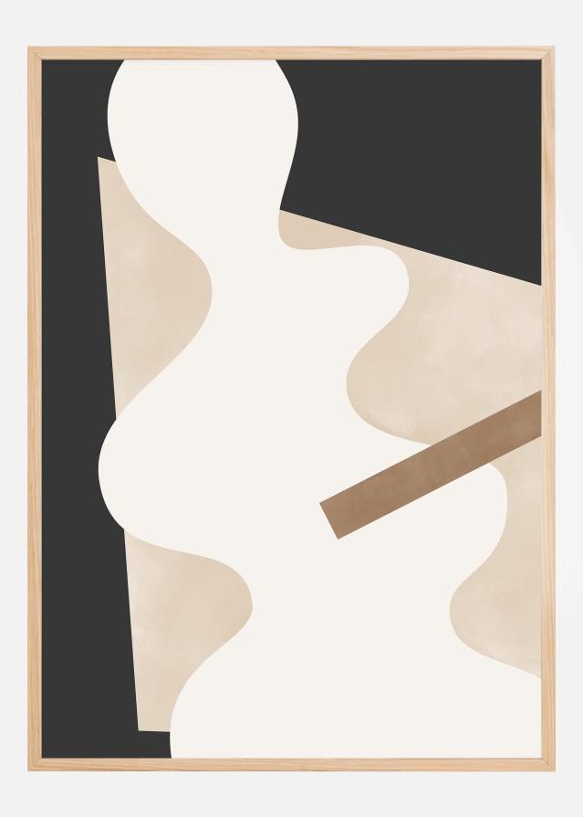 Beige Graphic Curves Art Poster