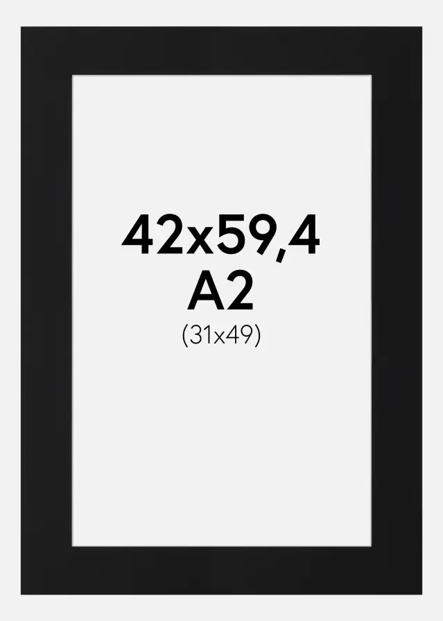 Passepartout Schwarz Standard (weißer Kern) 42x59,4 cm (31x49)