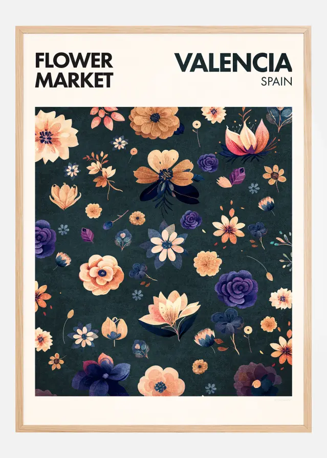 Flower Market - Valencia Poster