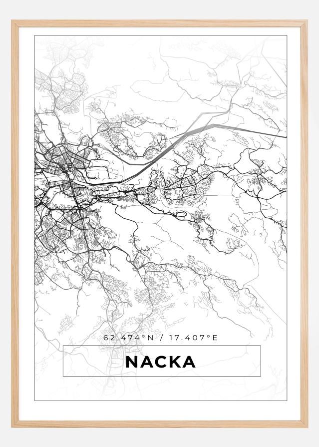 Map - Nacka - White Poster