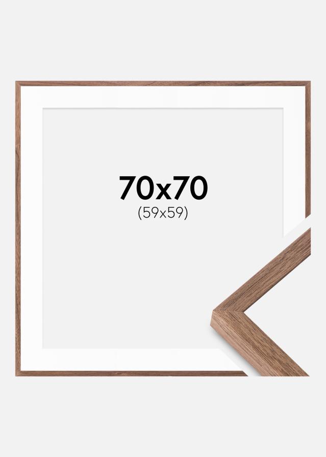 Rahmen Soul Walnut Veneer 70x70 cm - Passepartout Weiß 60x60 cm